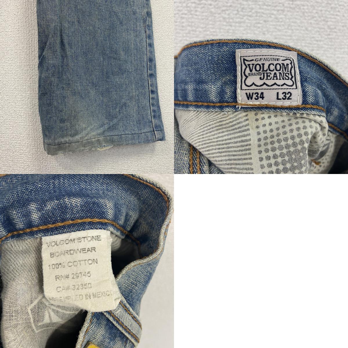 VOLCOM　ボルコム　デニムパンツ/ダメージジーンズ　ジップフライ　インディゴ　W34サイズ
