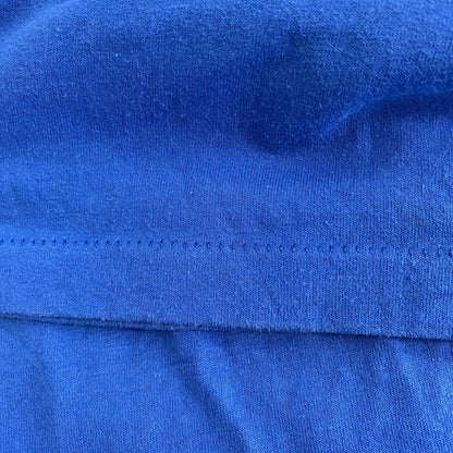 古着 used　Hanes ヘインズ　半袖プリントTシャツ　シングルステッチ　90s　カジュアル　青　クルーネック　Lサイズ
