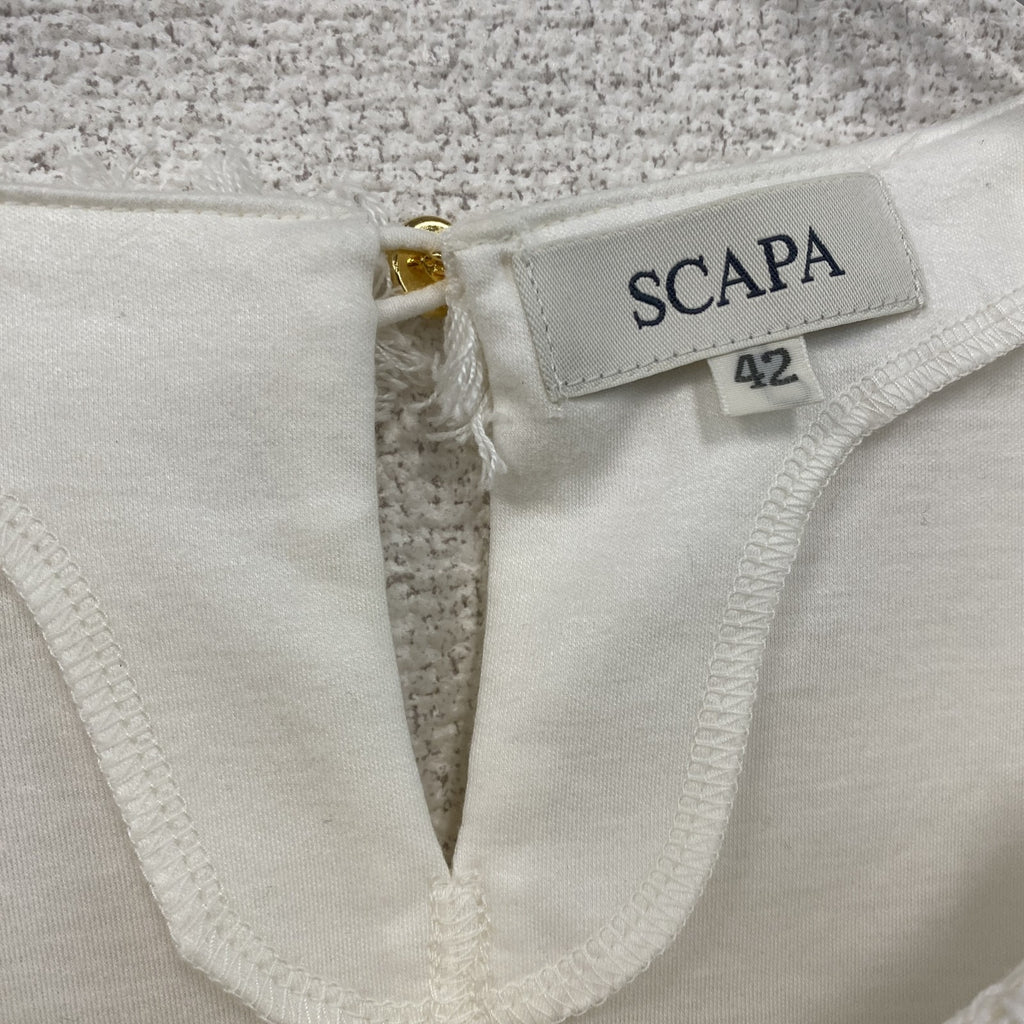 SCAPA　スキャパ　フリル半袖Tシャツ　白　ホワイト　42サイズ
