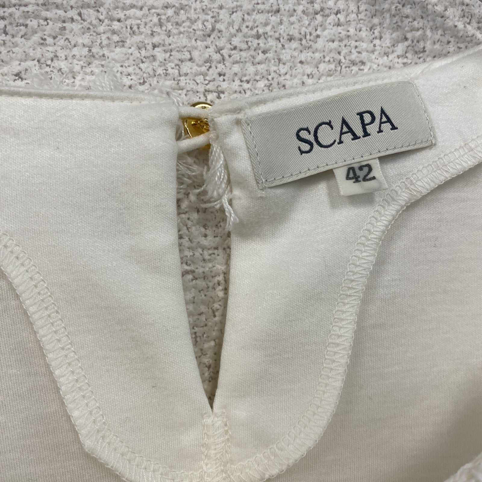 SCAPA　スキャパ　フリル半袖Tシャツ　白　ホワイト　42サイズ