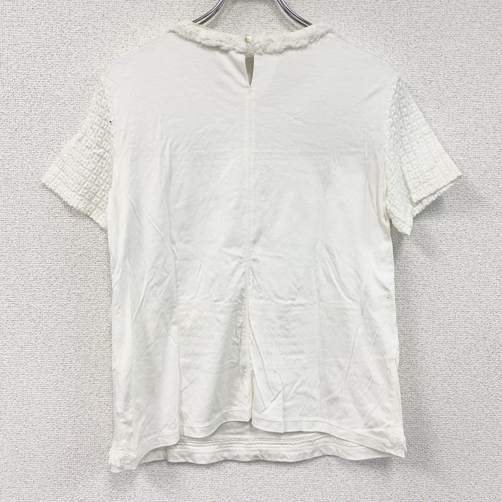 SCAPA　スキャパ　フリル半袖Tシャツ　白　ホワイト　42サイズ
