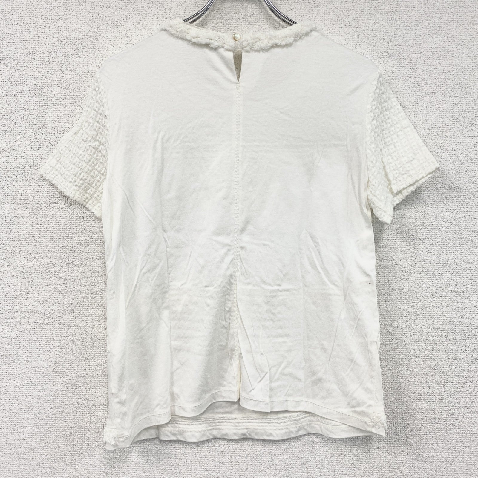 SCAPA　スキャパ　フリル半袖Tシャツ　白　ホワイト　42サイズ