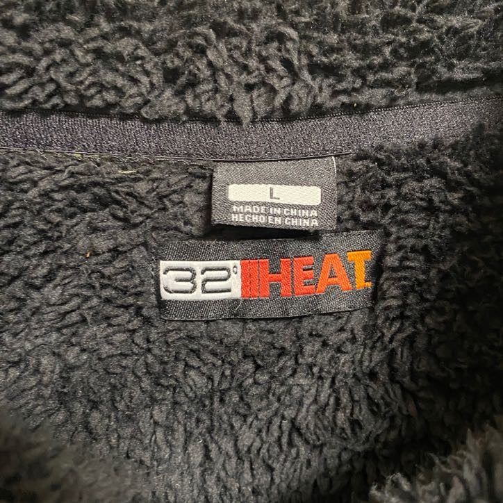 古着 used　32°HEAT　長袖ジップアップフリースジャケット　ブルゾン　裏地ボア　緑　グリーン　レトロデザイン　Lサイズ