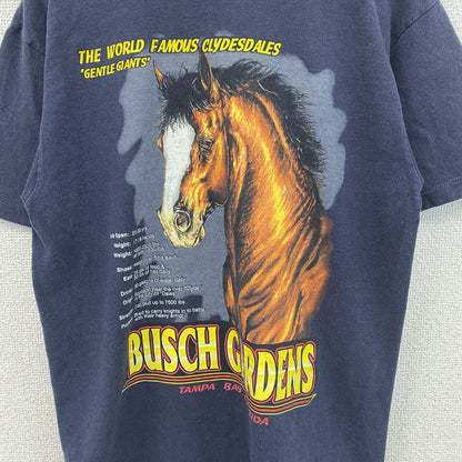 古着 used　anvil アンヴィル　半袖プリントTシャツ　90s　シングルステッチ　馬　ネイビー　クルーネック　Mサイズ