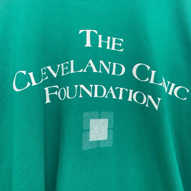 古着 used　Hanes　半袖プリントTシャツ　シングルステッチ　クルーネック　ヴィンテージ　医療　病院　グリーン　緑　Lサイズ