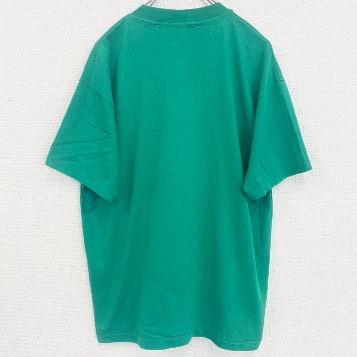 古着 used　Hanes　半袖プリントTシャツ　シングルステッチ　クルーネック　ヴィンテージ　医療　病院　グリーン　緑　Lサイズ