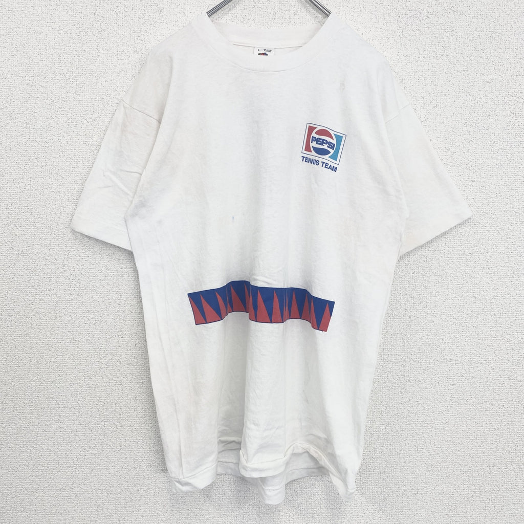 古着 used　PEPSI　ペプシ　半袖プリントTシャツ　シングルステッチ　クルーネック　ヴィンテージ　白　ホワイト　Lサイズ