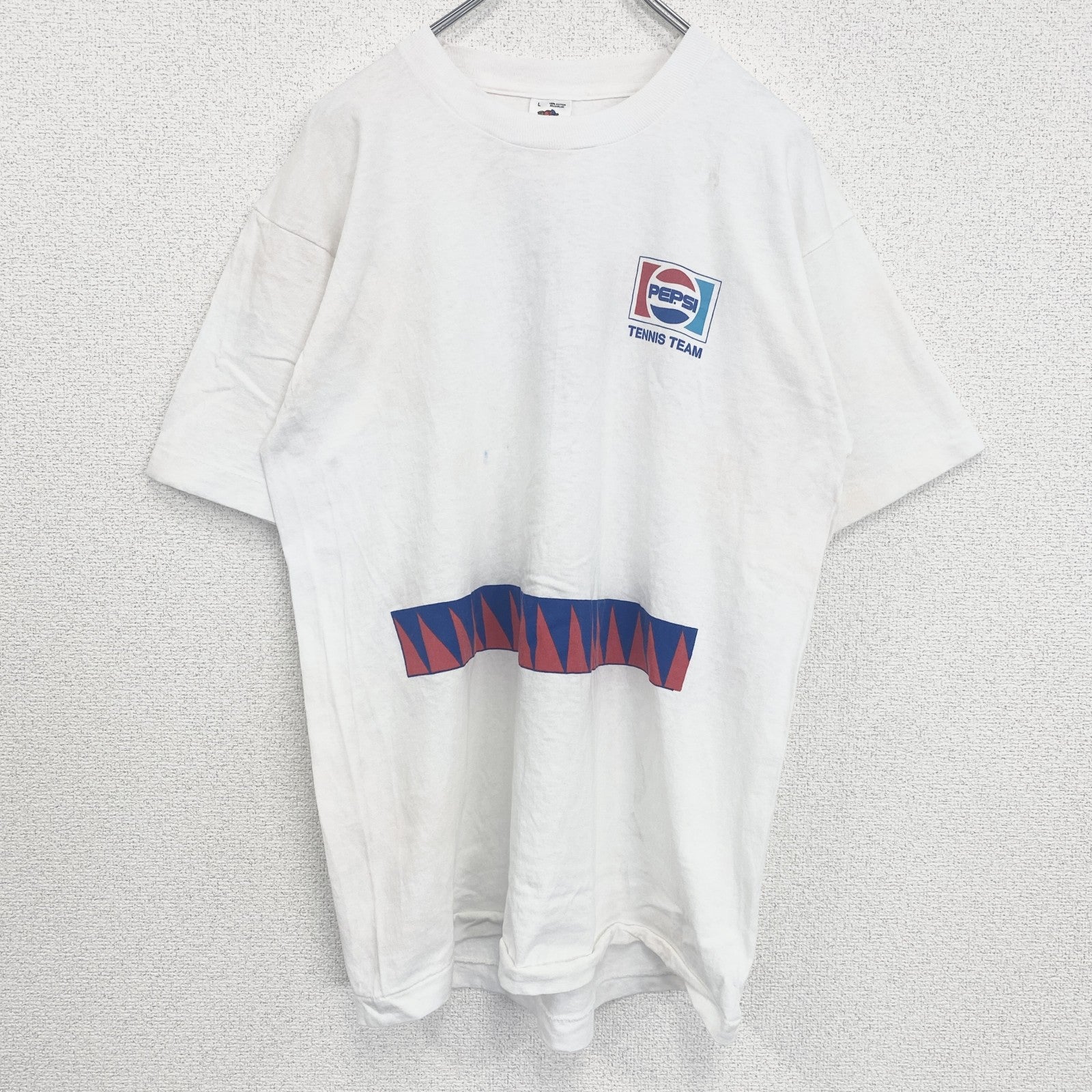 古着 used　PEPSI　ペプシ　半袖プリントTシャツ　シングルステッチ　クルーネック　ヴィンテージ　白　ホワイト　Lサイズ
