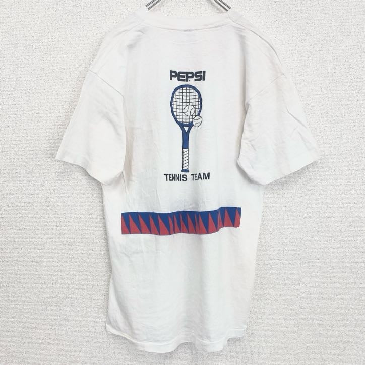 古着 used　PEPSI　ペプシ　半袖プリントTシャツ　シングルステッチ　クルーネック　ヴィンテージ　白　ホワイト　Lサイズ