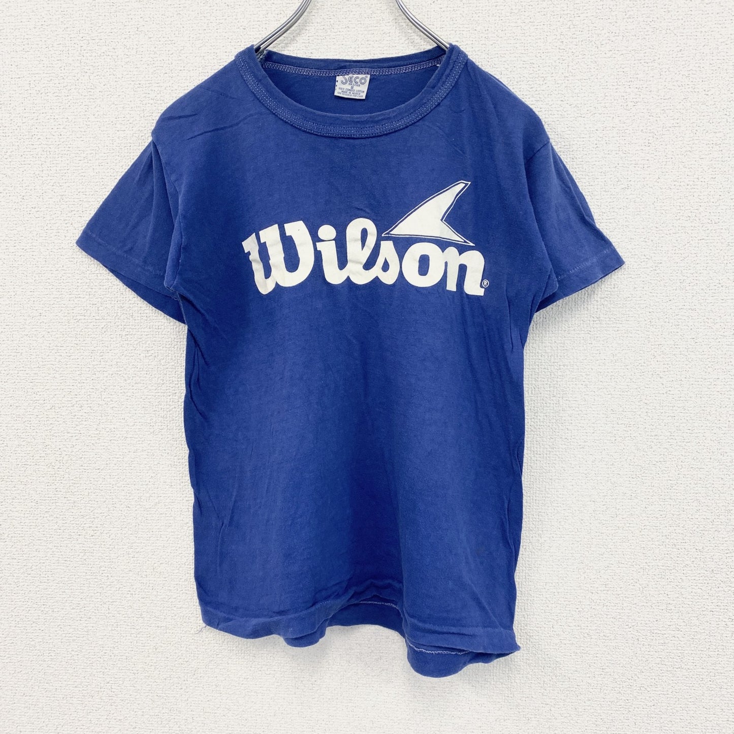 ～90s　SECO　半袖プリントTシャツ　Wilson　シングルステッチ　デカロゴ　ヴィンテージ　青　ブルー　Sサイズ