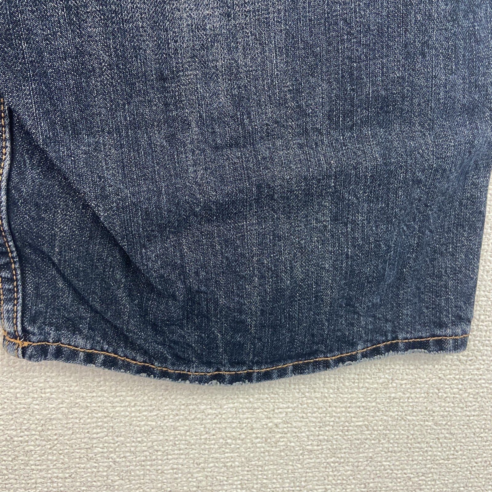 デニムハーフパンツ/ダメージジーンズ　ジップフライ　インディゴ　91サイズ