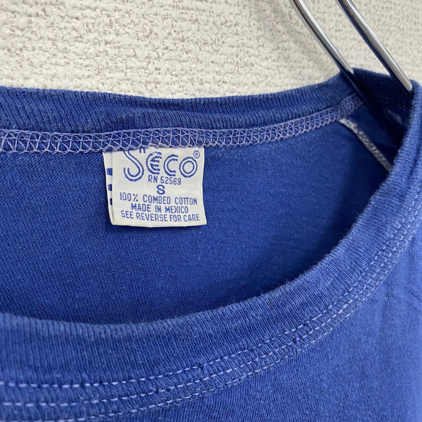 ～90s　SECO　半袖プリントTシャツ　Wilson　シングルステッチ　デカロゴ　ヴィンテージ　青　ブルー　Sサイズ