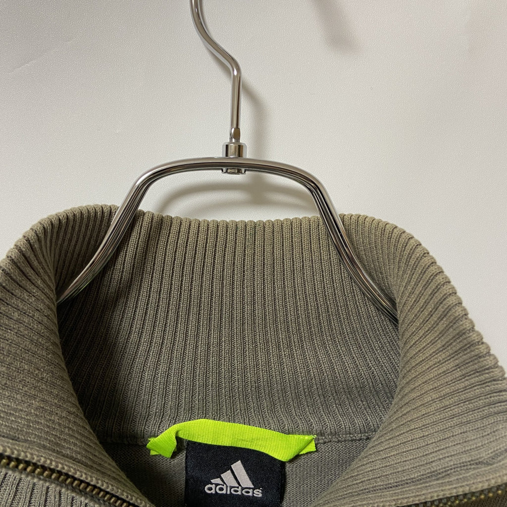 古着 used　adidas アディダス　長袖フルジップニット　セーター　ジップジャケット　ハイネック　ロゴ刺繍　　Lサイズ