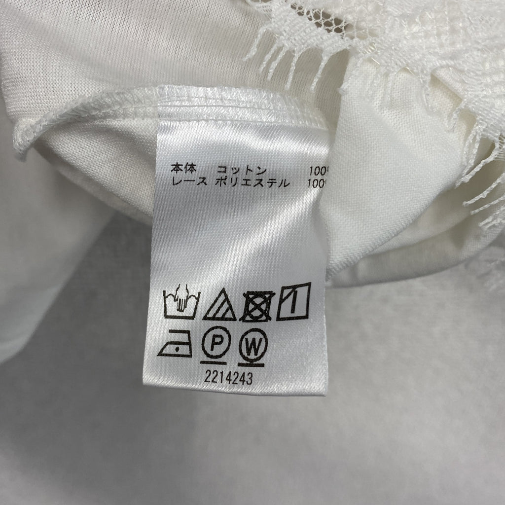 SCAPA　スキャパ　レース装飾半袖Tシャツ　白　ホワイト　44サイズ
