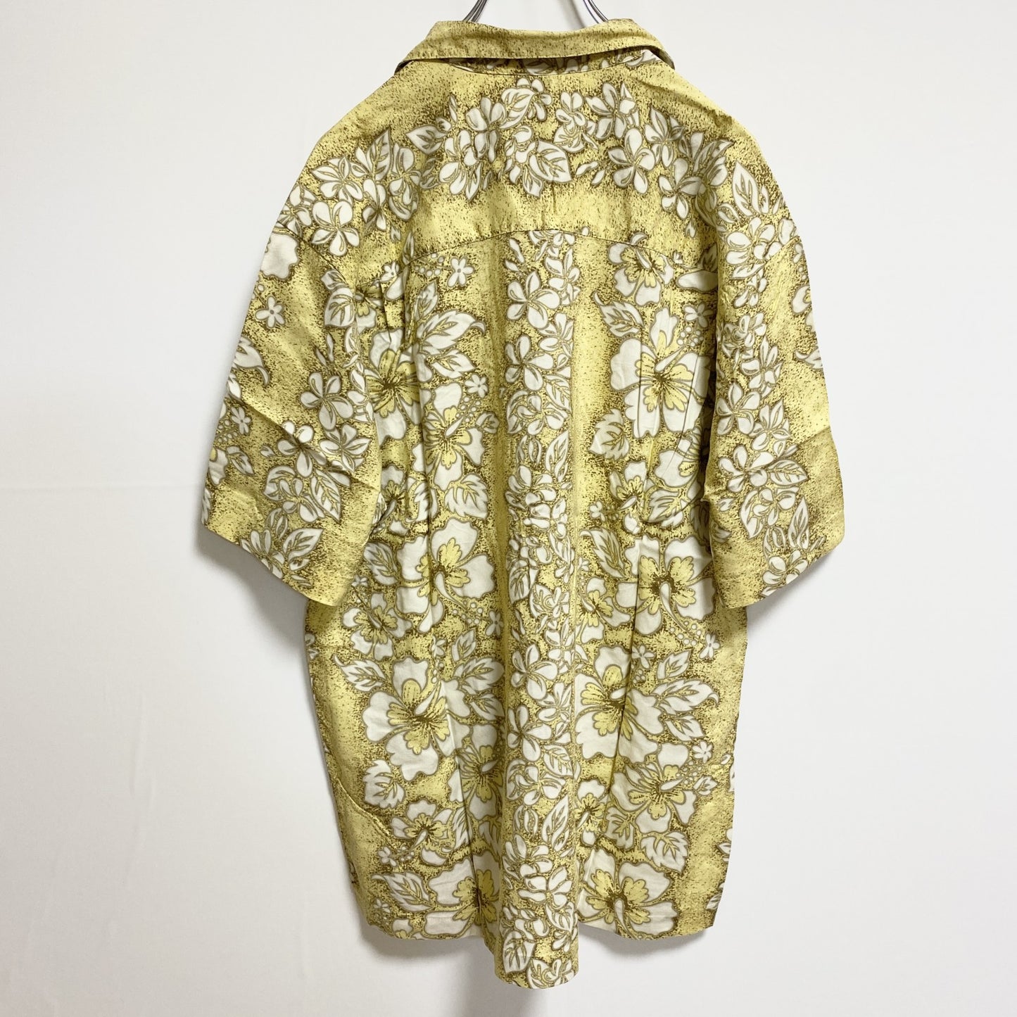 古着 used　OceanPacific　オーシャンパシフィック　半袖開襟アロハシャツ　花柄　黄色　レトロデザイン　Mサイズ