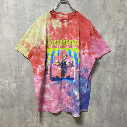 古着 used　Goose Bumps　半袖ムービープリントTシャツ　タイダイ柄　ホラーT　ピンク　ビッグシルエット　Lサイズ