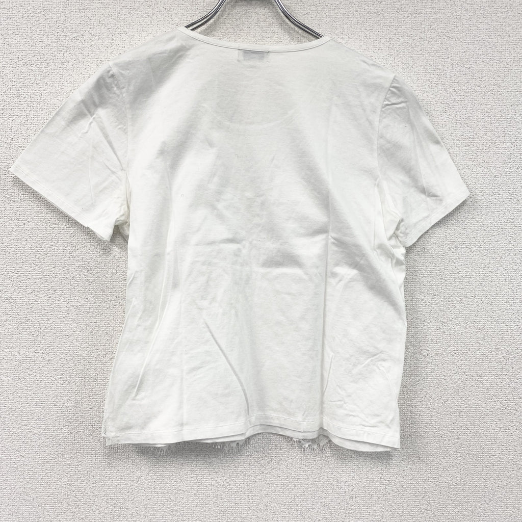 SCAPA　スキャパ　レース装飾半袖Tシャツ　白　ホワイト　44サイズ