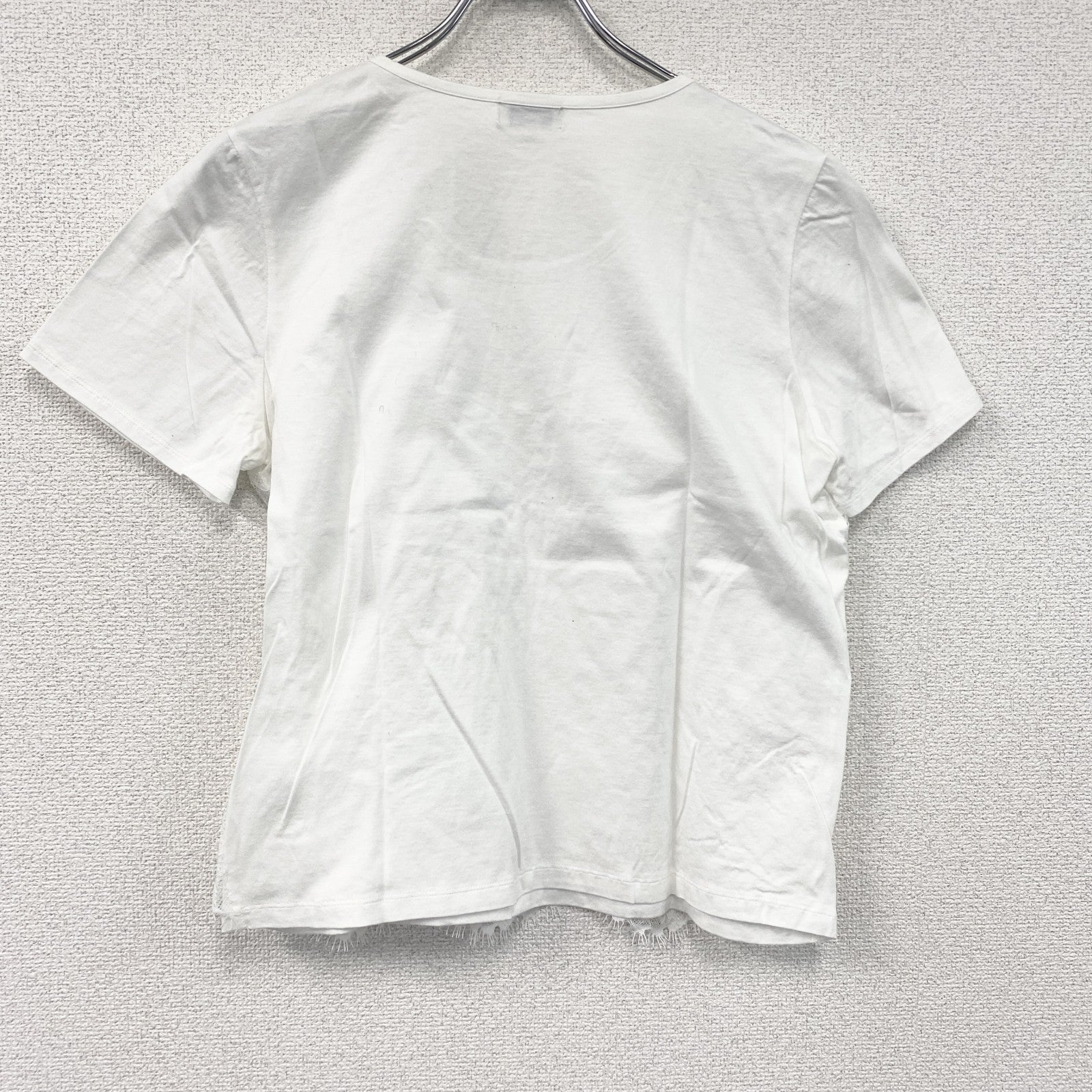 SCAPA　スキャパ　レース装飾半袖Tシャツ　白　ホワイト　44サイズ