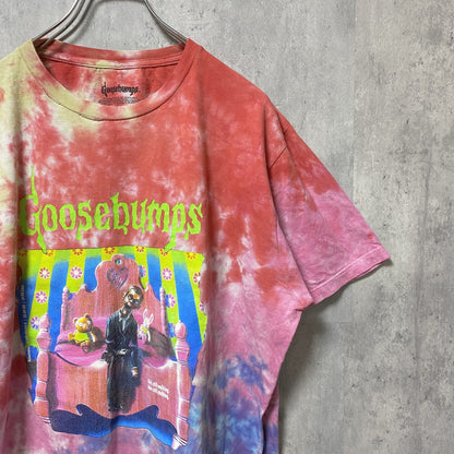 古着 used　Goose Bumps　半袖ムービープリントTシャツ　タイダイ柄　ホラーT　ピンク　ビッグシルエット　Lサイズ