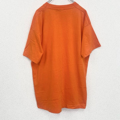 古着 used　半袖プリントTシャツ　レトロデザイン　クルーネック　シングルステッチ　ヴィンテージ　90s　オレンジ　XLサイズ