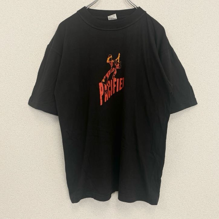 半袖プリントバンドTシャツ　人物T　PACIFIER　クルーネック　黒　ブラック　Sサイズ