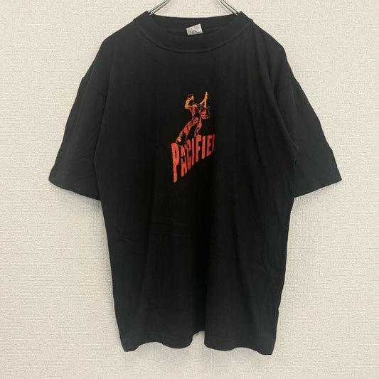半袖プリントバンドTシャツ　人物T　PACIFIER　クルーネック　黒　ブラック　Sサイズ