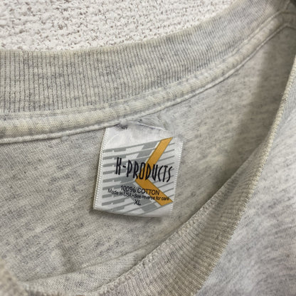 古着 used　K-PRODUCTS　半袖プリントTシャツ　シングルステッチ　90s　カジュアル　グレー　クルーネック　XLサイズ