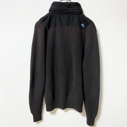 puma　プーマ　フルジップニットセーター　異素材切り替え　ワンポイント　刺繍ロゴ　Sサイズ