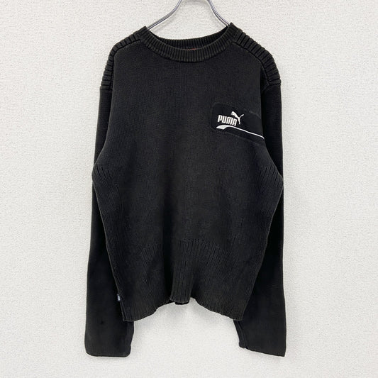 PUMA　プーマ　ニットセーター　ワンポイント　黒　ブラック　XLサイズ