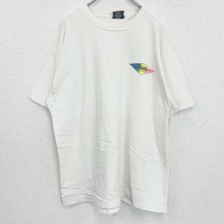 古着 used　Hobie　半袖プリントTシャツ　レトロ　シングルステッチ　クルーネック　ヴィンテージ　白　ホワイト　XLサイズ