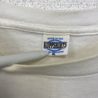 古着 used　90s　カレッジ　USA製　半袖プリントTシャツ　シングルステッチ　ヴィンテージ　白　ホワイト　XLサイズ