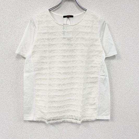 Esche　エッシュ　レース装飾半袖Tシャツ　タグ付き　白　ホワイト　42サイズ