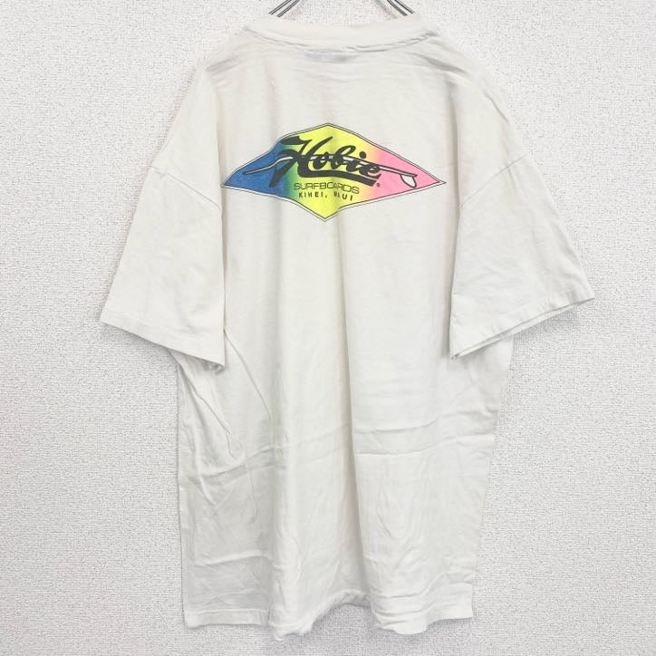 古着 used　Hobie　半袖プリントTシャツ　レトロ　シングルステッチ　クルーネック　ヴィンテージ　白　ホワイト　XLサイズ