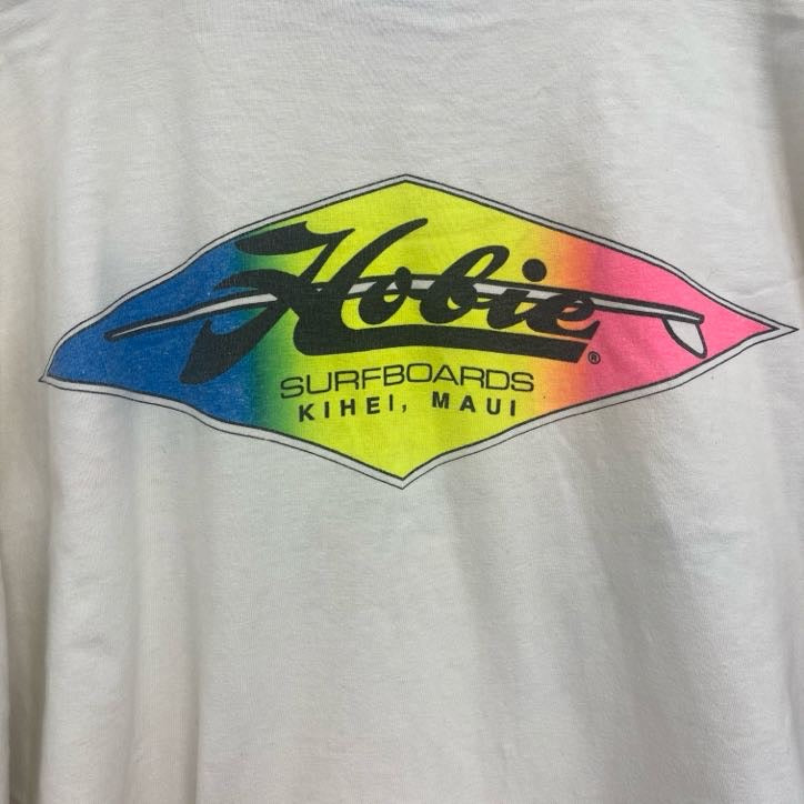 古着 used　Hobie　半袖プリントTシャツ　レトロ　シングルステッチ　クルーネック　ヴィンテージ　白　ホワイト　XLサイズ