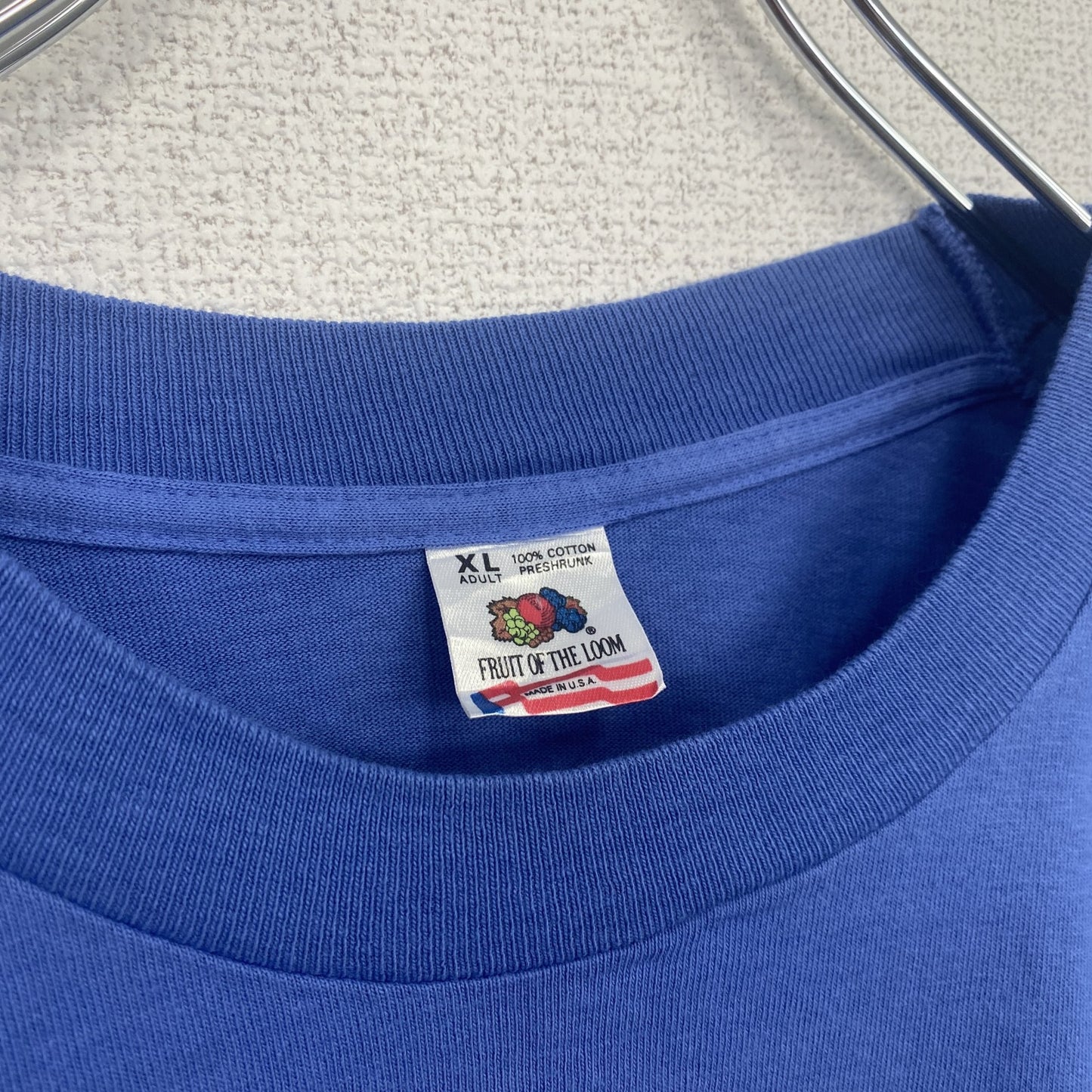 古着 used　半袖プリントTシャツ　レトロデザイン　シングルステッチ　クルーネック　ヴィンテージ　青　ブルー　XLサイズ