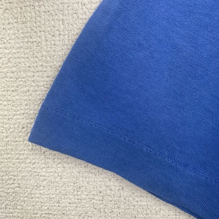 古着 used　半袖プリントTシャツ　レトロデザイン　シングルステッチ　クルーネック　ヴィンテージ　青　ブルー　XLサイズ