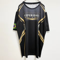古着 used　半袖サッカーゲームシャツ　ユニフォーム　ブラジル　黒　ブラック　金　春夏服　ビッグシルエット　2XLサイズ