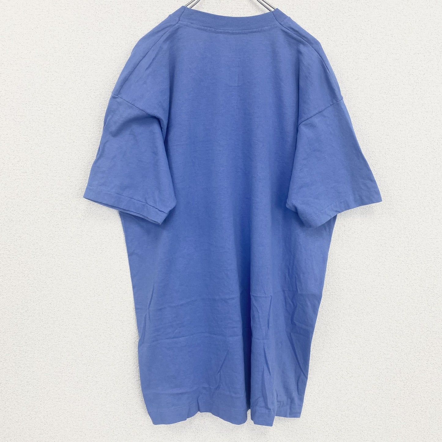 古着 used　半袖プリントTシャツ　レトロデザイン　シングルステッチ　クルーネック　ヴィンテージ　青　ブルー　XLサイズ