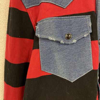 ～90s　Schott　ショット　RANCHER　ウエスタンシャツ　長袖シャツ　ボーダー　レッド　インディゴ　Mサイズ