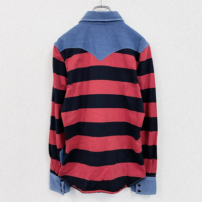 ～90s　Schott　ショット　RANCHER　ウエスタンシャツ　長袖シャツ　ボーダー　レッド　インディゴ　Mサイズ