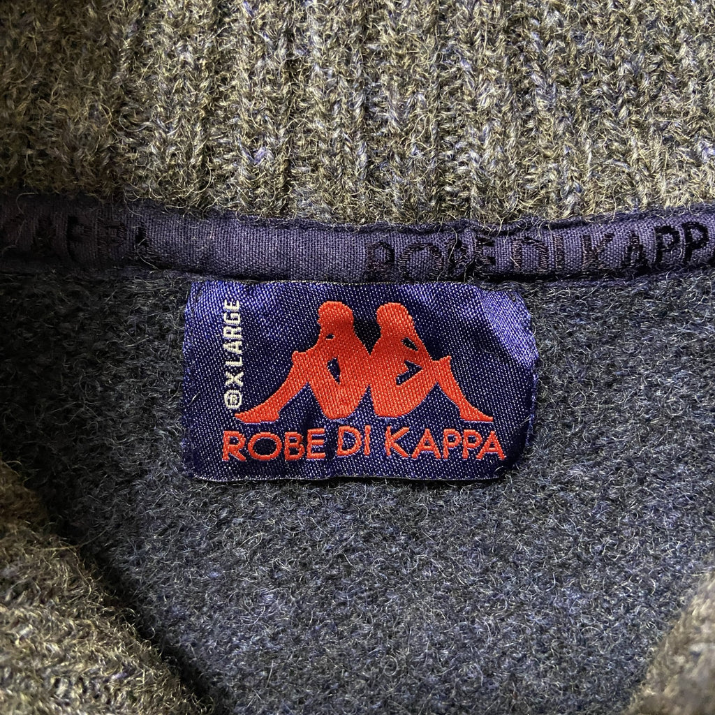 古着 used　ROBE DI KAPPA カッパ　長袖ハーフジップニット　セーター　ネイビー　ワンポイントロゴ刺繍　XLサイズ