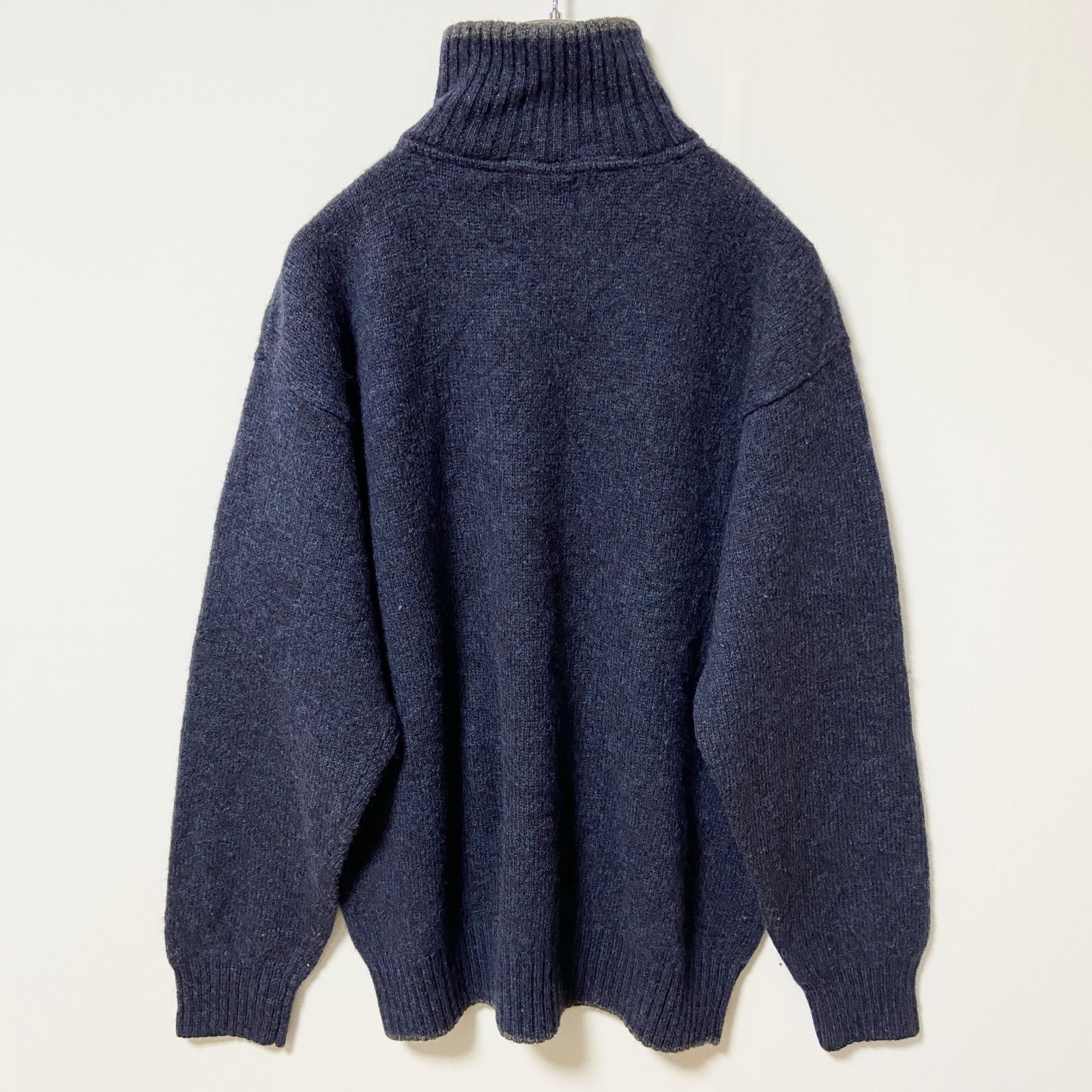 古着 used　ROBE DI KAPPA カッパ　長袖ハーフジップニット　セーター　ネイビー　ワンポイントロゴ刺繍　XLサイズ