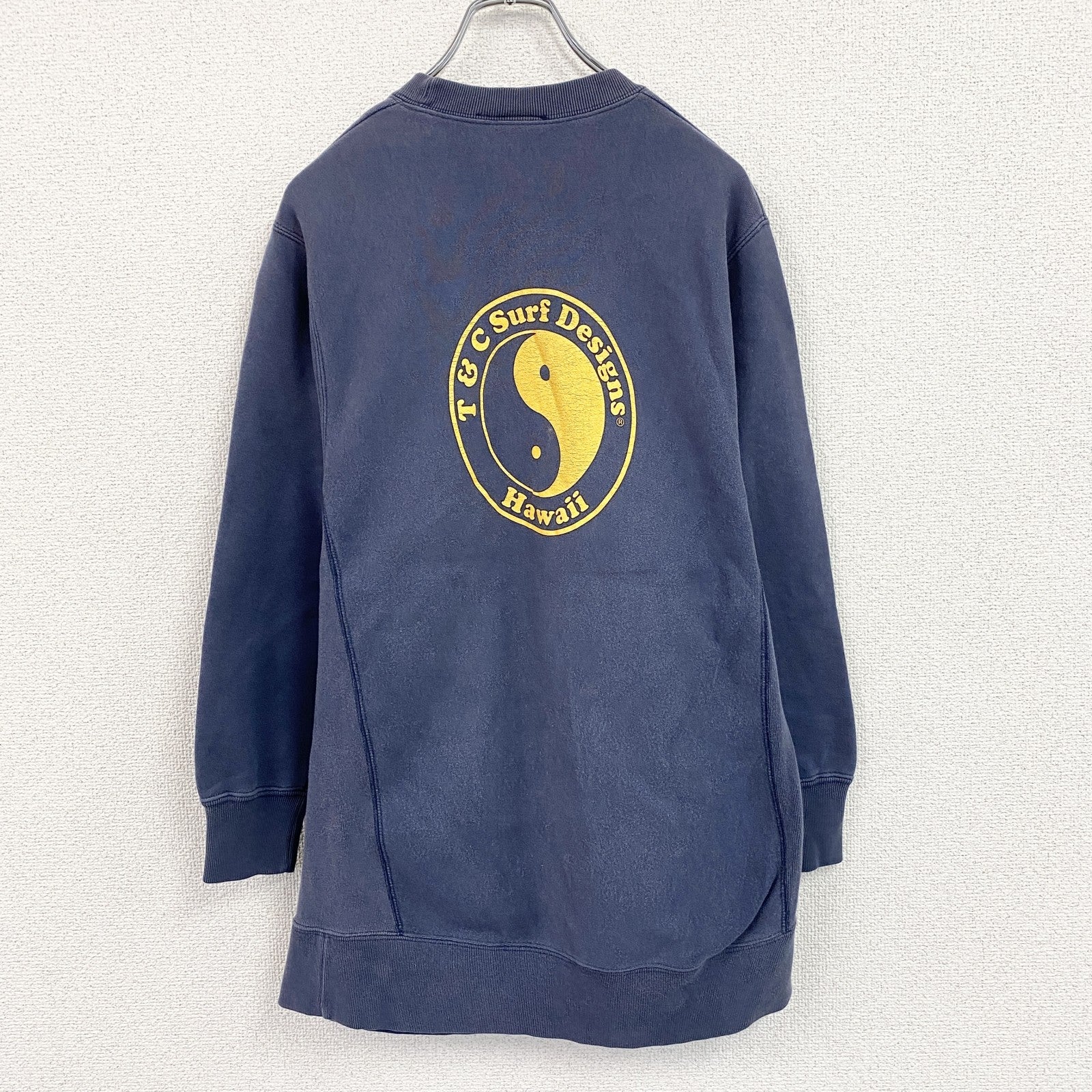 90s～　T＆C Surf Designs　タウン＆カントリー　スウェット/トレーナー　フェード　紺　ネイビー　Mサイズ