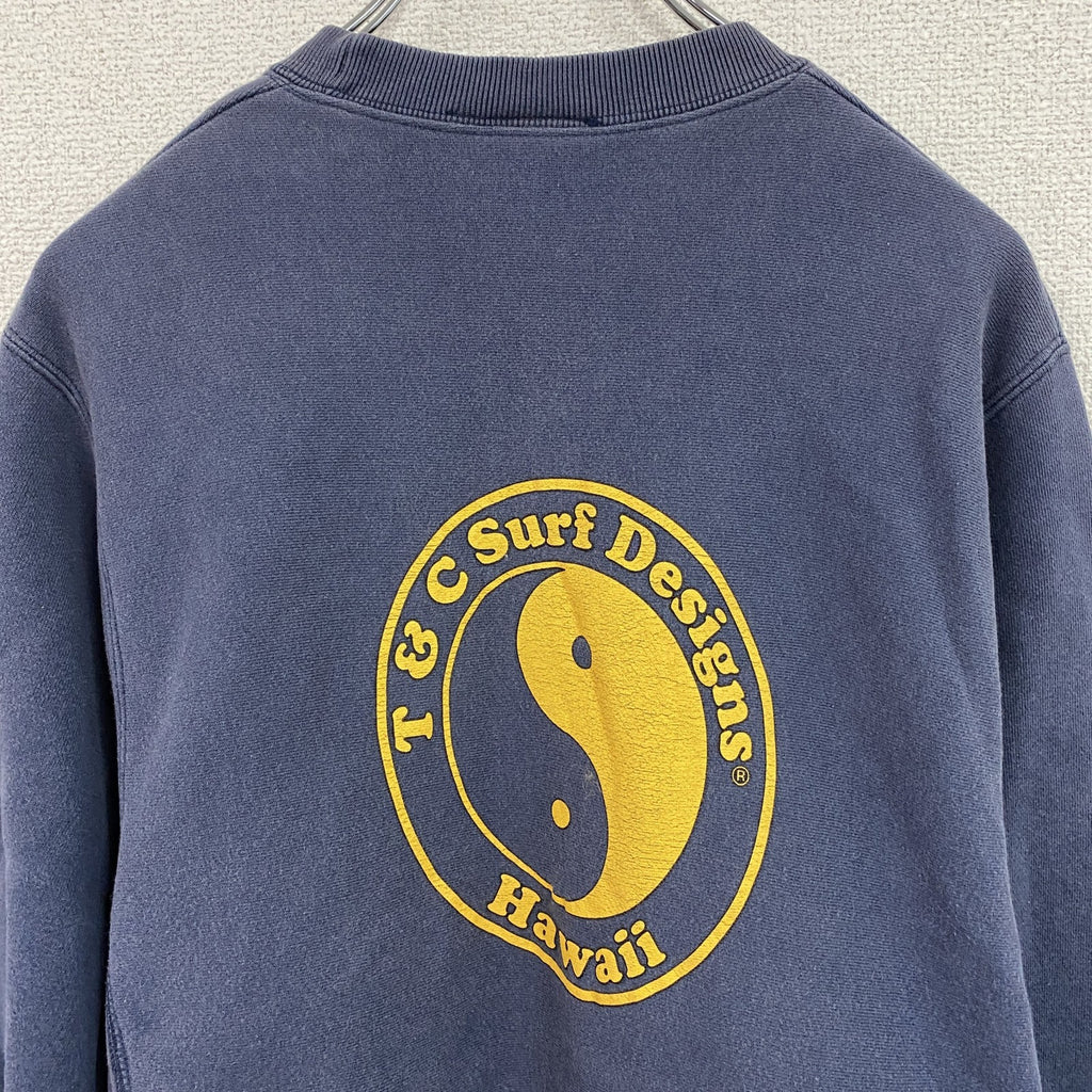 90s～　T＆C Surf Designs　タウン＆カントリー　スウェット/トレーナー　フェード　紺　ネイビー　Mサイズ
