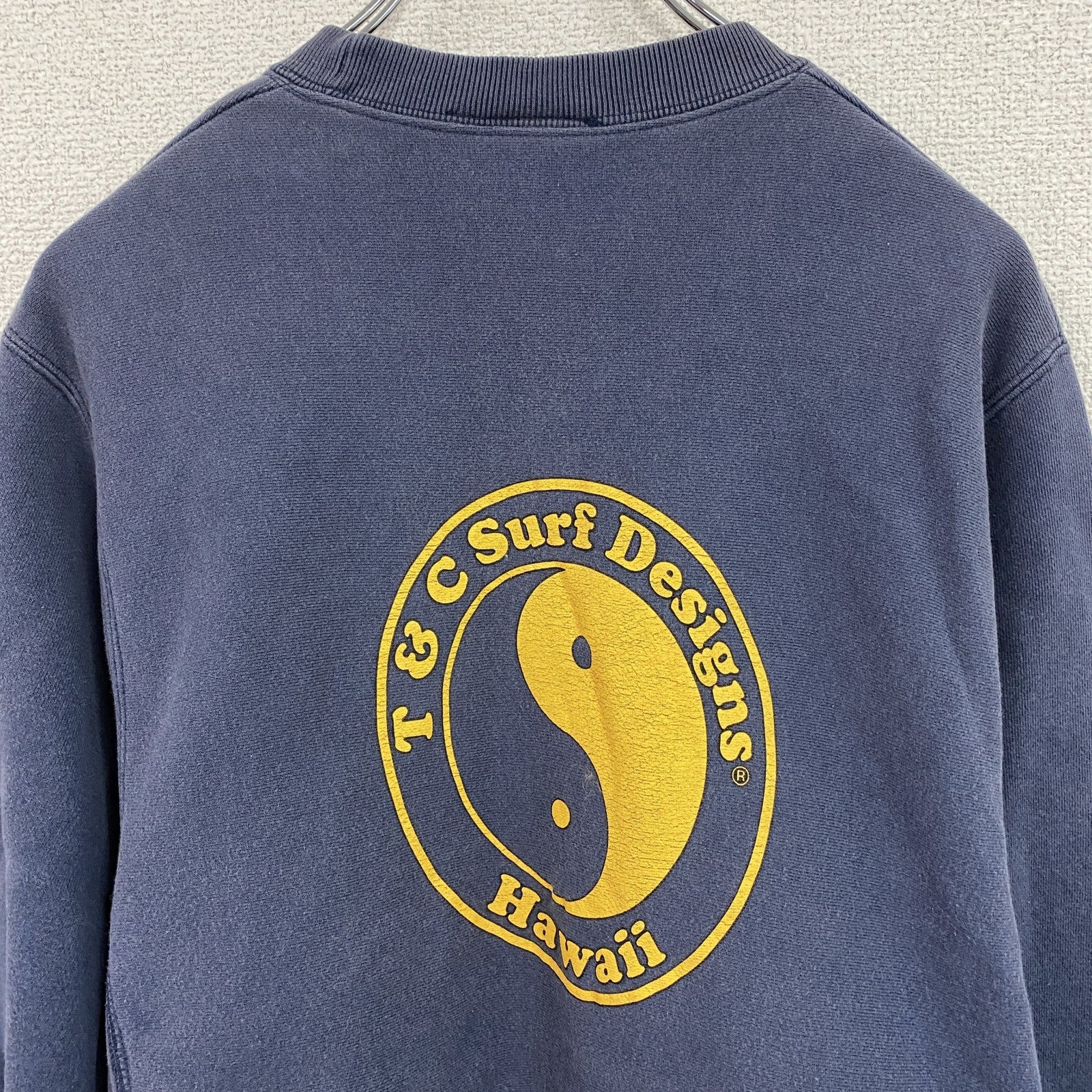 90s～　T＆C Surf Designs　タウン＆カントリー　スウェット/トレーナー　フェード　紺　ネイビー　Mサイズ
