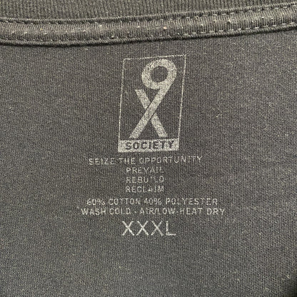古着 used　SOCIETY　半袖ロゴプリントTシャツ　黒　ブラック　稲妻　雷　レトロデザイン　ビッグシルエット　3XLサイズ