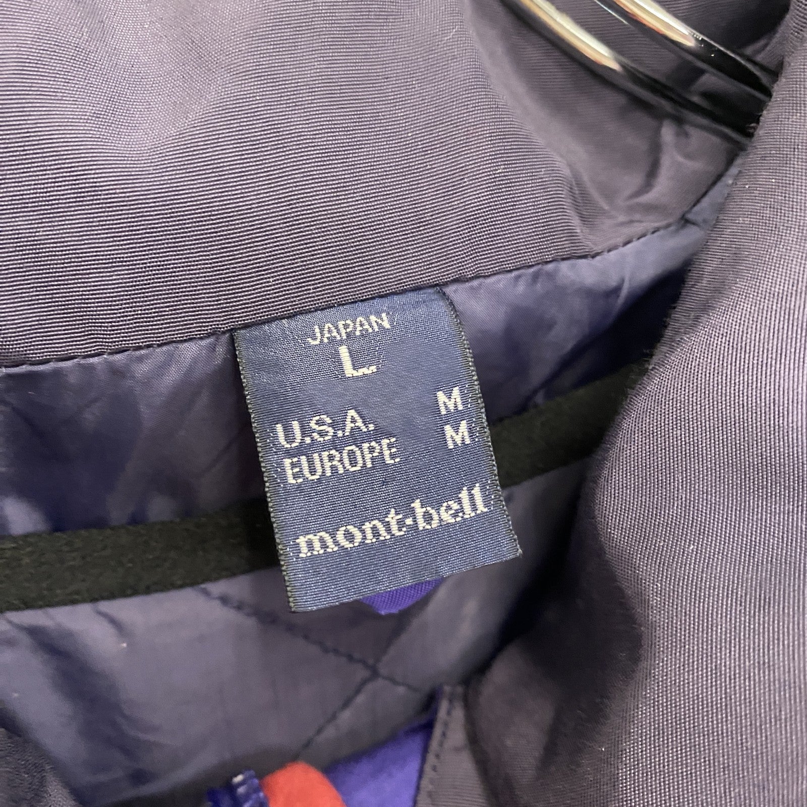 mont-bell　モンベル　フルジップナイロンジャケット　中綿入り　比翼仕立て　紫　パープル　Lサイズ