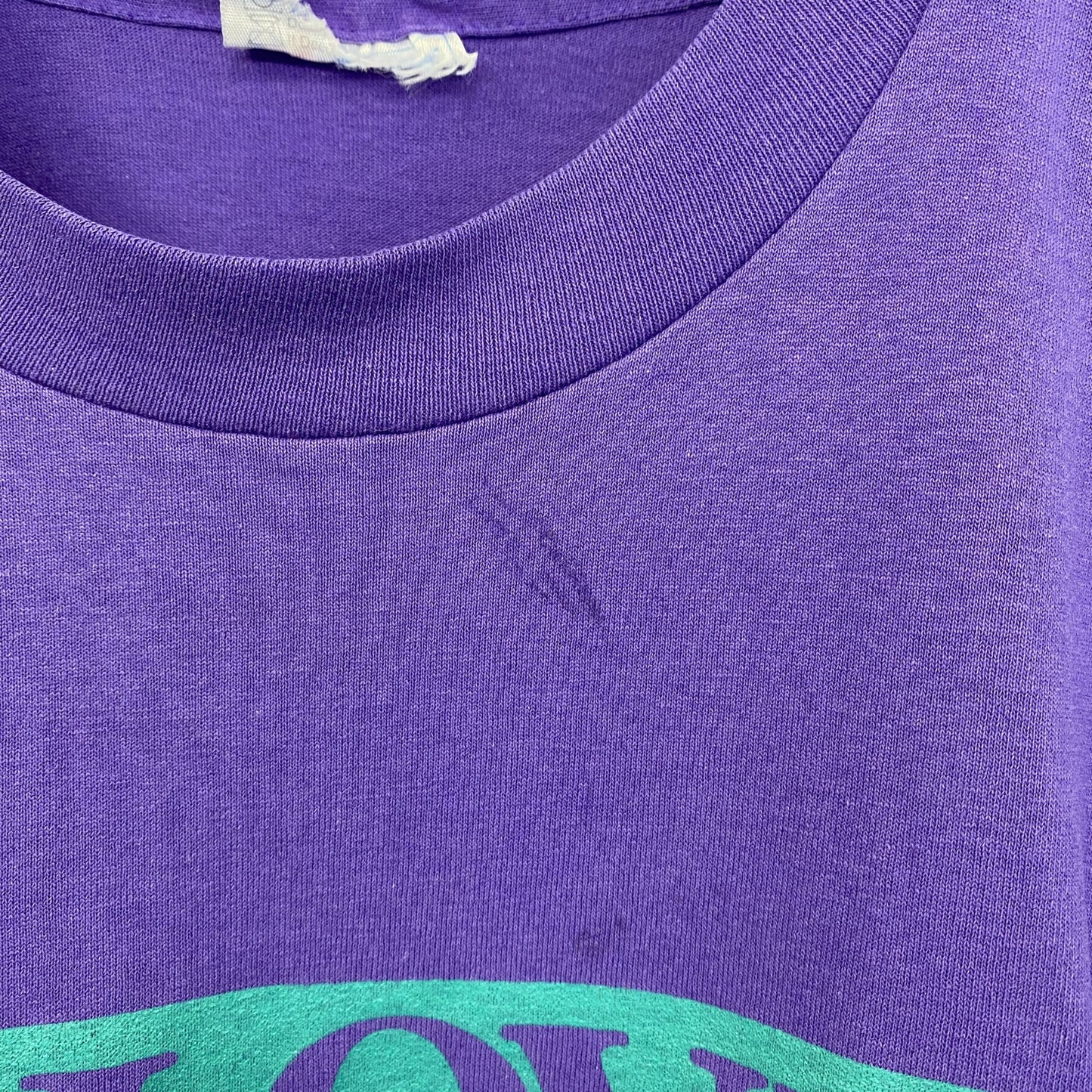 古着 used　90s　ヴィンテージ　半袖プリントTシャツ　紫　パープル　ハート　シングルステッチ　レトロデザイン