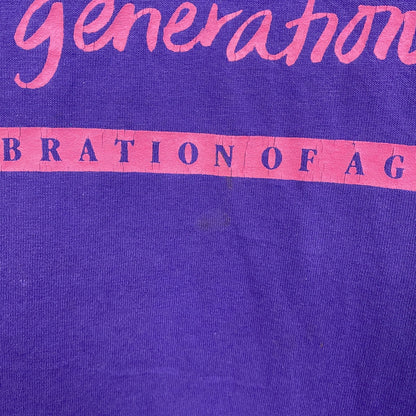 古着 used　90s　ヴィンテージ　半袖プリントTシャツ　紫　パープル　ハート　シングルステッチ　レトロデザイン