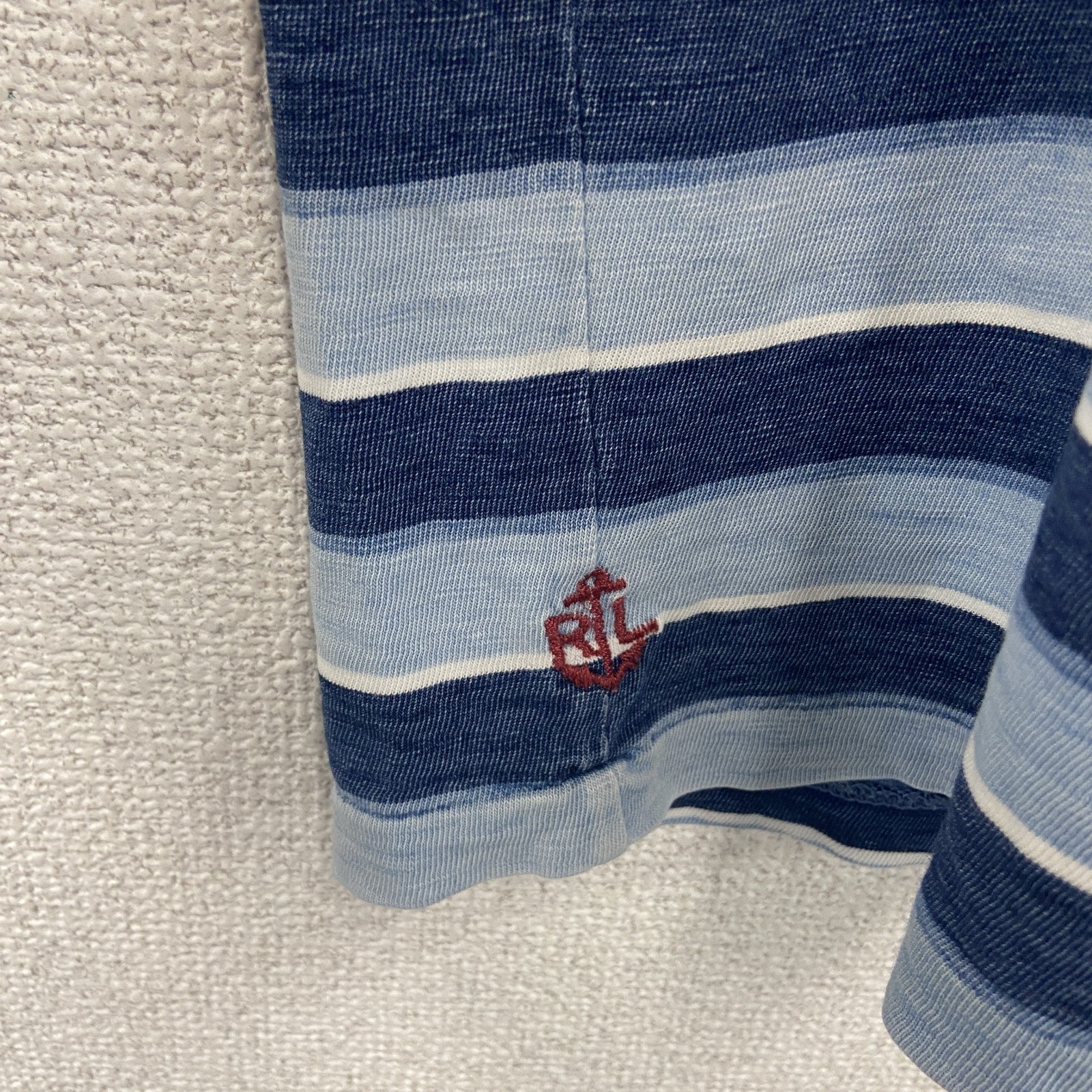 POLO RALPH LAUREN　ラルフローレン　半袖プリントTシャツ　ボーダー柄　水色　ライトブルー　紺　ネイビー　Mサイズ